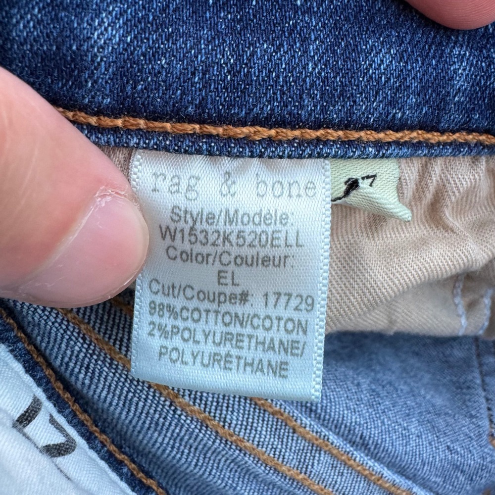 Rag & Bone High Rise Skinny Jeans Blue Denim Size 27 - Picture 8 of 12